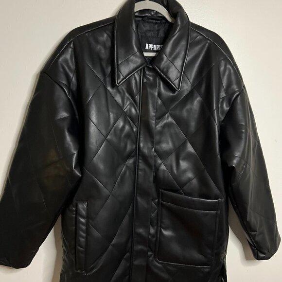 Apparis Stevie Black Quilted Vegan Leather Jacket Size L NEW with Tags0 - Picture 1 of 8